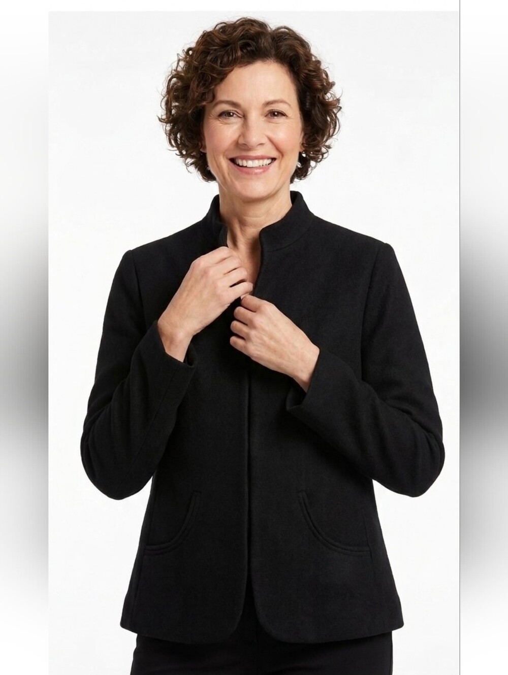 Chicos Mandarin Collar Hook & Eye Blazer Jacket Size 2/ L
